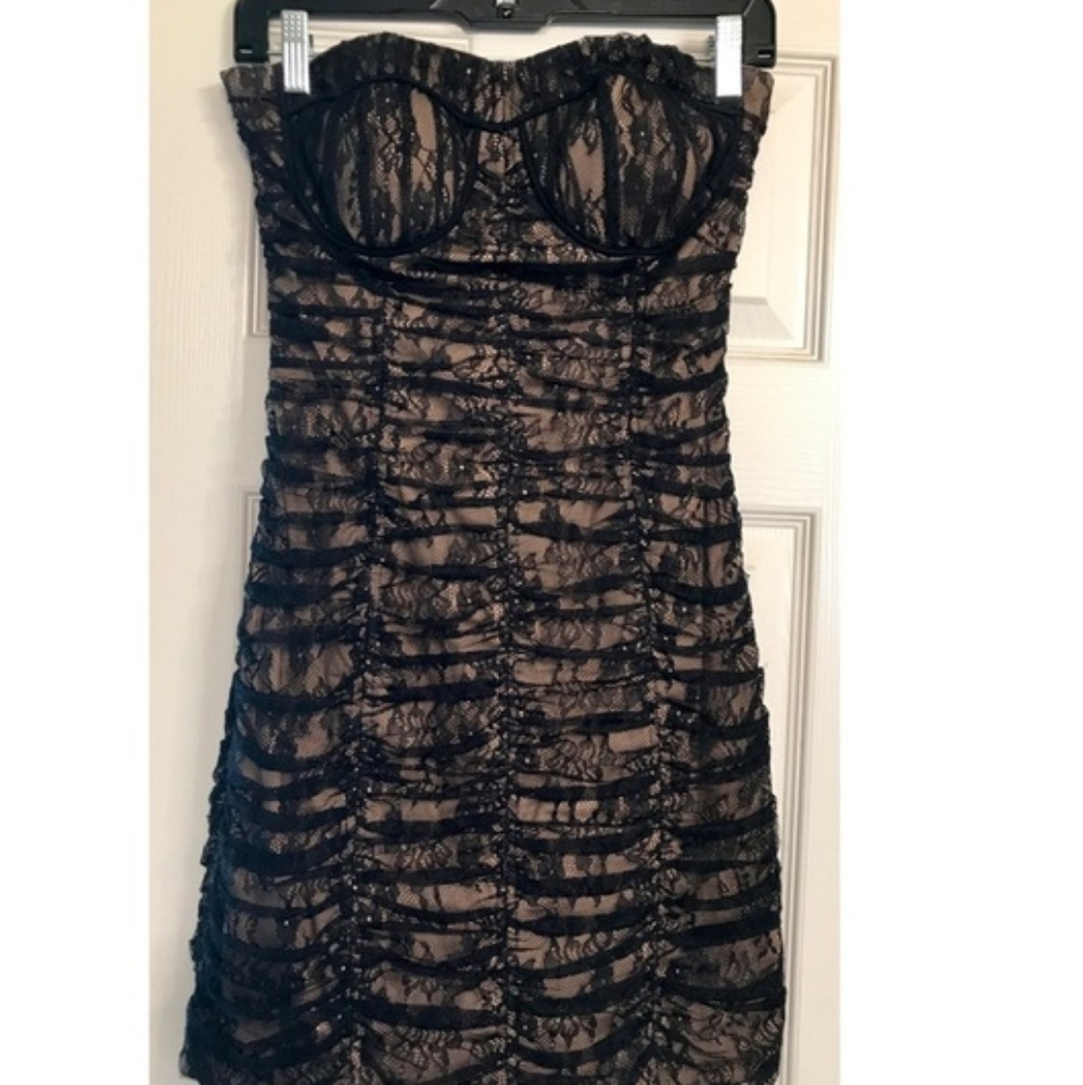 Black Lace Strapless Dress - Picture 2 of 8